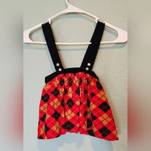 Vintage 70s Plaid Corduroy Skirt Lederhosen Overalls Handmade Girls 2/3? 20".W